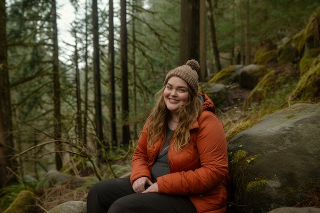 Portrait of overweight woman during world traveling and vacation