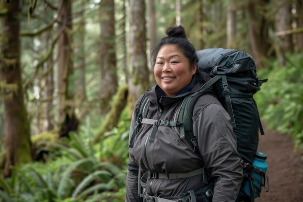 Portrait of overweight woman during world traveling and vacation