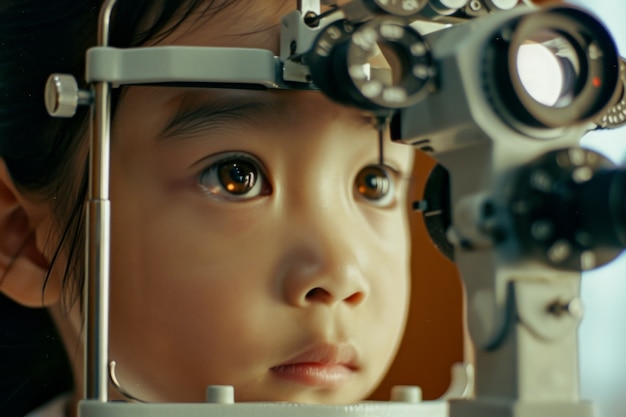 Free photo portrait of patient having an eye checkup