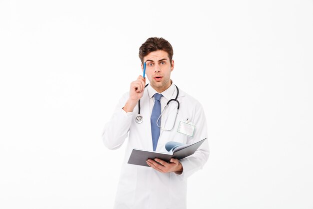 Portrait of a pensive young male doctor