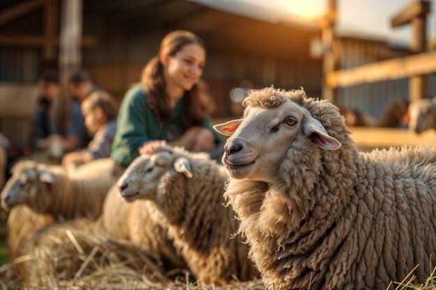 Portrait of people in charge of a sheep farm