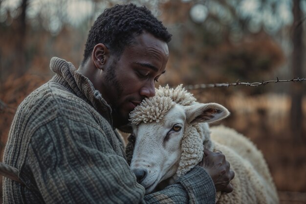 Portrait of people in charge of a sheep farm