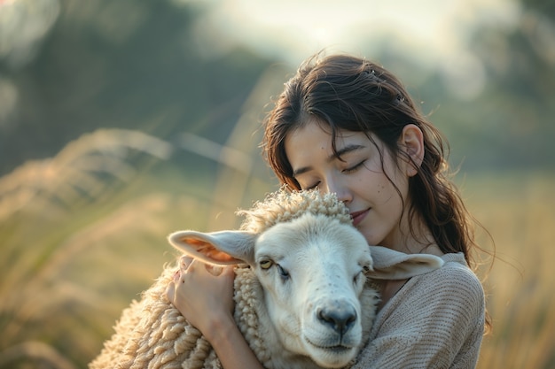 Portrait of people in charge of a sheep farm