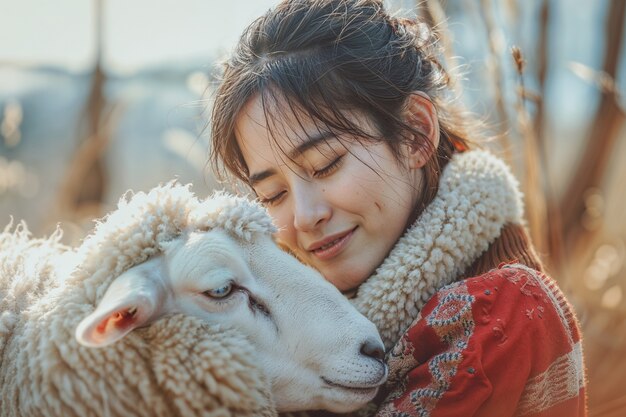 Portrait of people in charge of a sheep farm