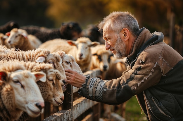 Portrait of people in charge of a sheep farm