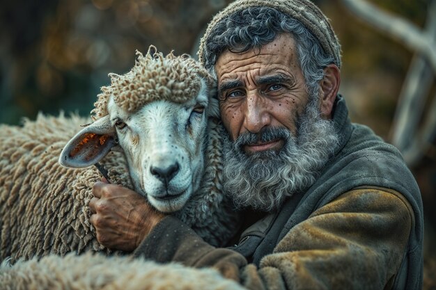 Portrait of people in charge of a sheep farm