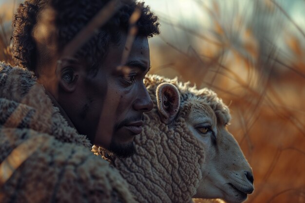 Portrait of people in charge of a sheep farm