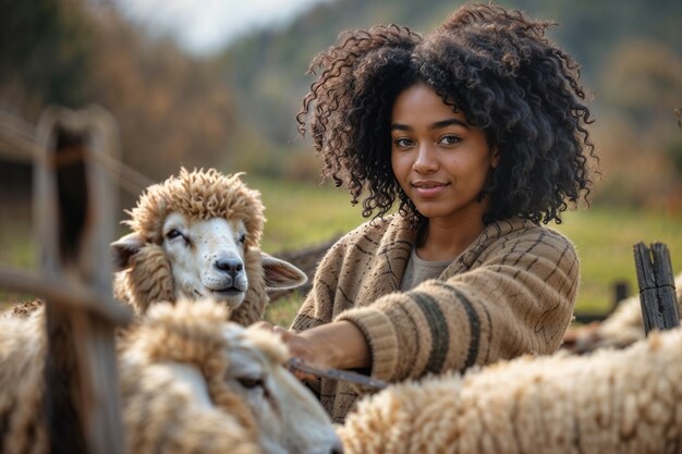 Portrait of people in charge of a sheep farm