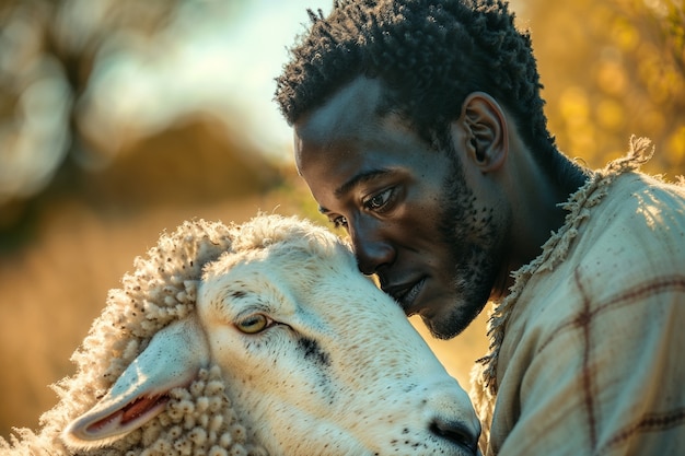 Portrait of people in charge of a sheep farm