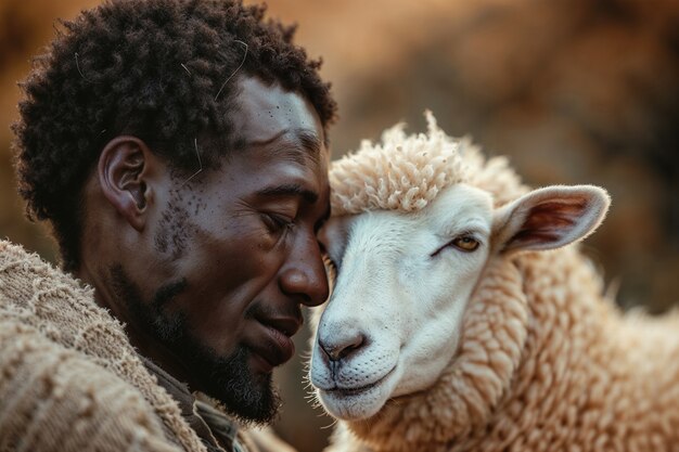 Portrait of people in charge of a sheep farm