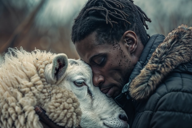 Portrait of people in charge of a sheep farm