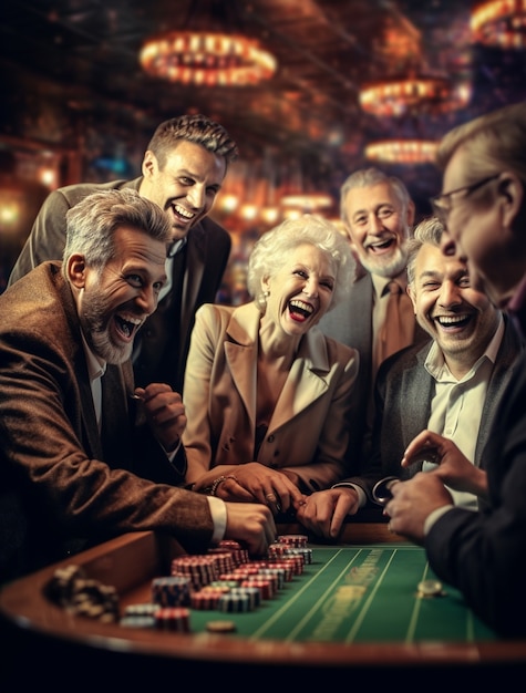 Free photo portrait of people gambling and playing at a casino