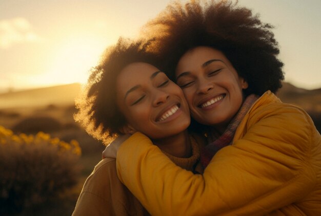 Portrait of people hugging each other in honor of hugging day celebration