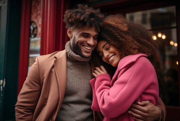 Portrait of people hugging each other in honor of hugging day celebration