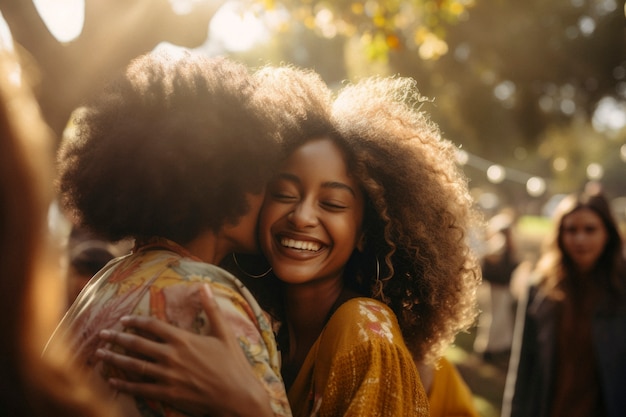 Portrait of people hugging each other in honor of hugging day celebration