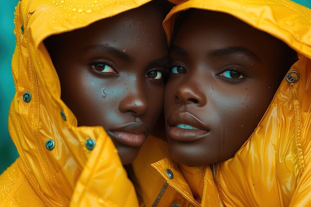 Portrait of people wearing yellow