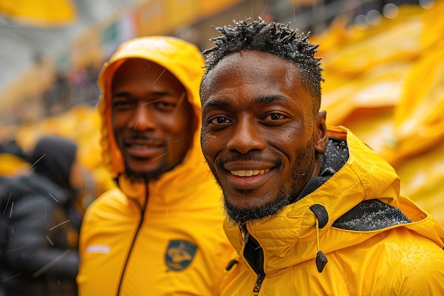 Portrait of people wearing yellow