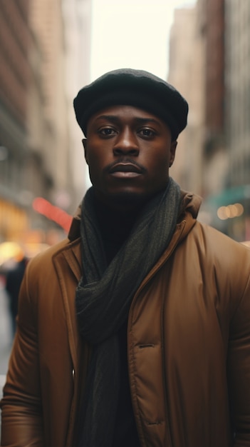 Portrait of person during daily life in new york city