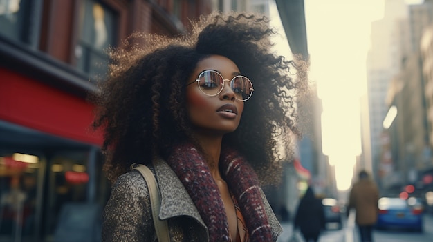 Portrait of person during daily life in new york city