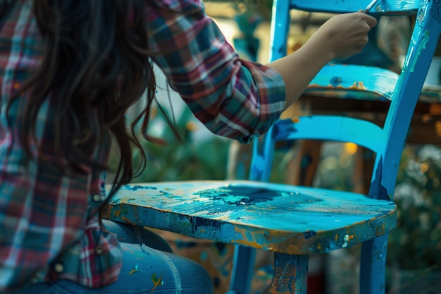 Free Photo portrait of person doing arts and crafts