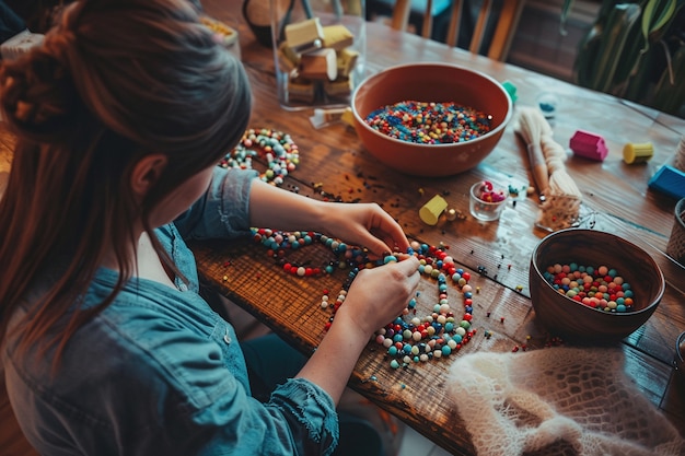 Free photo portrait of person doing arts and crafts