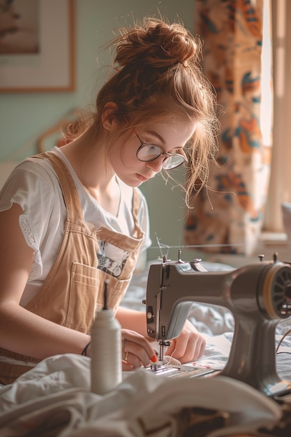 Free photo portrait of person doing arts and crafts