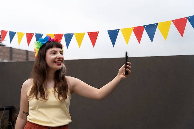 Free Photo portrait of person having fun at carnival