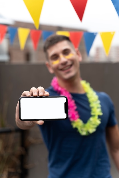 Free photo portrait of person having fun at carnival