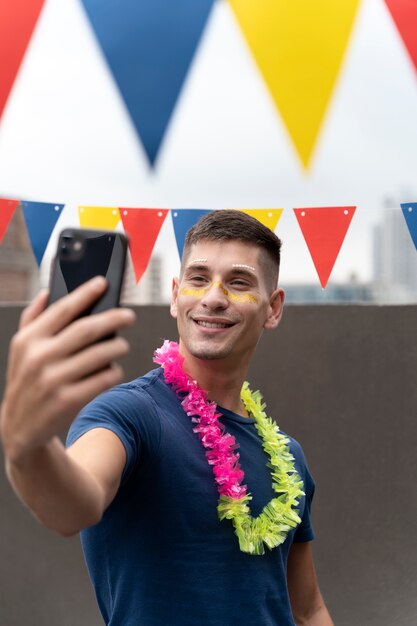 Portrait of person having fun at carnival