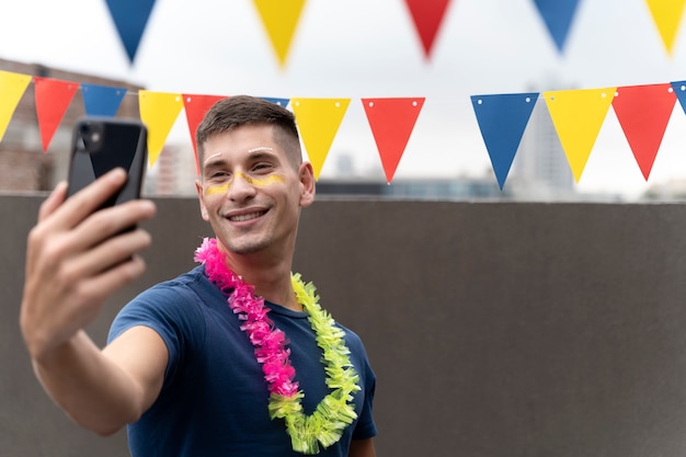 Portrait of person having fun at carnival