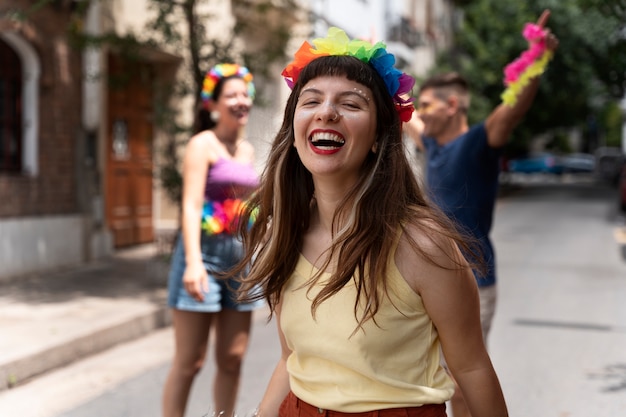 Free photo portrait of person having fun at carnival