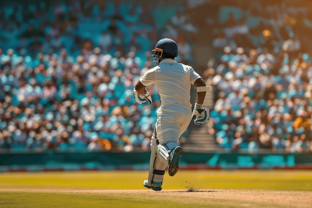 Free photo portrait of person playing cricket sport