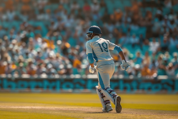 Free photo portrait of person playing cricket sport