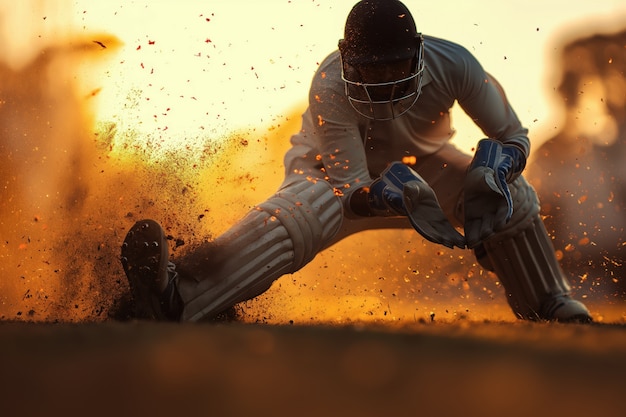 Free Photo portrait of person playing cricket sport