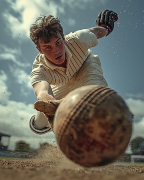 Free photo portrait of person playing cricket sport