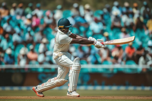 Portrait of person playing cricket sport