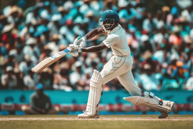 Free photo portrait of person playing cricket sport