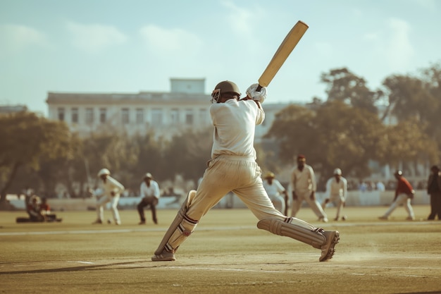 Free photo portrait of person playing cricket sport