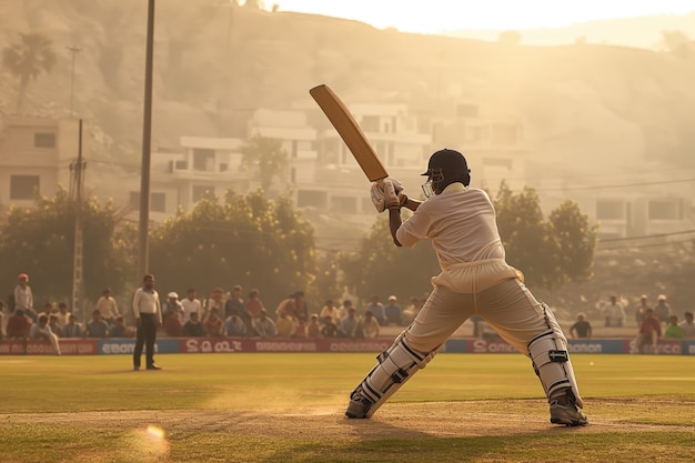 Portrait of person playing cricket sport