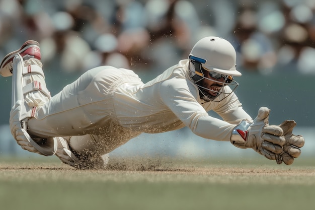 Free photo portrait of person playing cricket sport