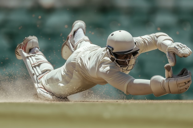 Free photo portrait of person playing cricket sport