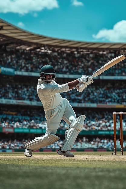 Portrait of person playing cricket sport