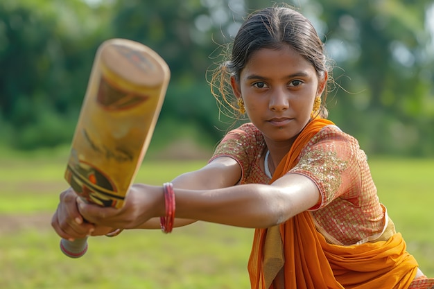 Portrait of person playing cricket sport