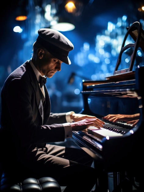 Free Photo portrait of person playing music on piano