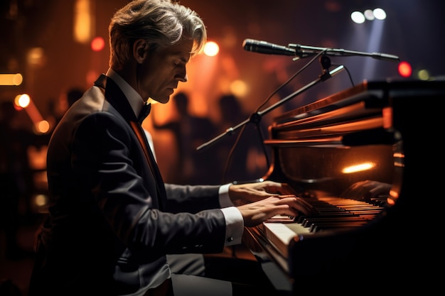 Free photo portrait of person playing music on piano