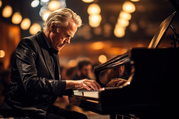 Free photo portrait of person playing music on piano