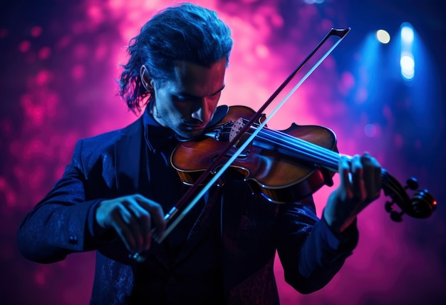 Free photo portrait of person playing music on violin