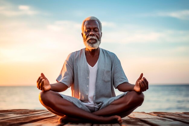 Portrait of person practicing yoga on the beach