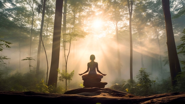 Portrait of person practicing yoga outdoors in nature