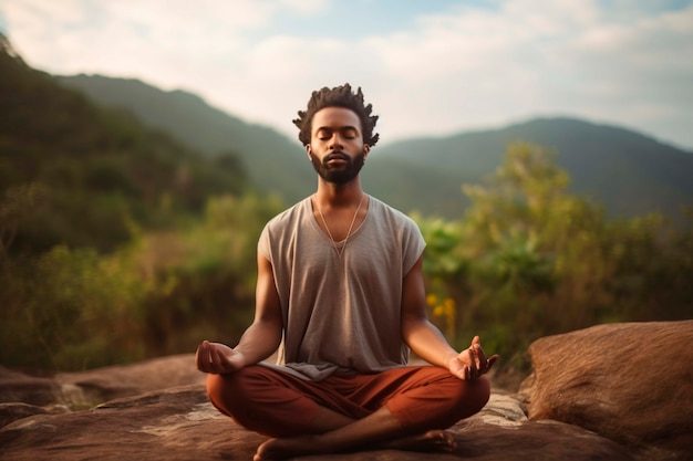 Free photo portrait of person practicing yoga outdoors in nature